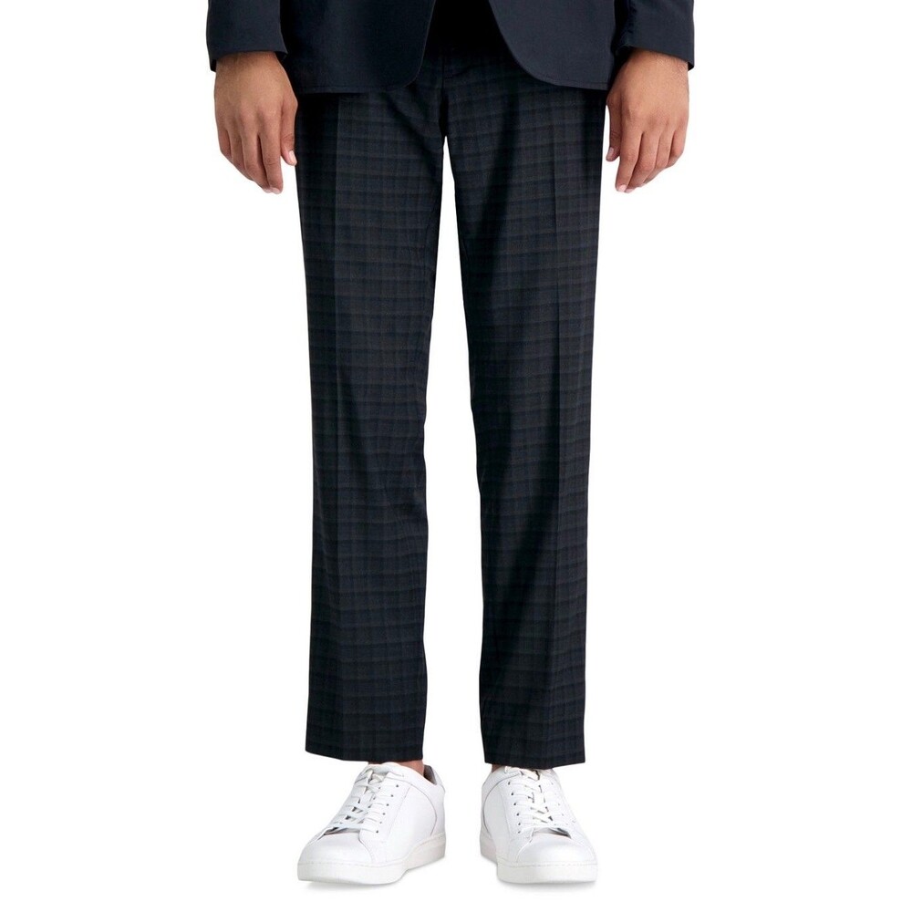 $95 NEW KENNETH COLE REACTION Mens 36x30 Black Plaid Skinny Dress Pants/Slacks